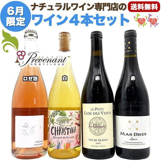 ナチュラルワイン 【 月替わり 6月限定 4本 セット】(750ml×4) 白 赤 自然派ワイン ナチュールワイン 無農薬 オーガニック オーガニックワイン 無添加 ワイン 白ワイン 赤ワイン 誕生日 ギフト