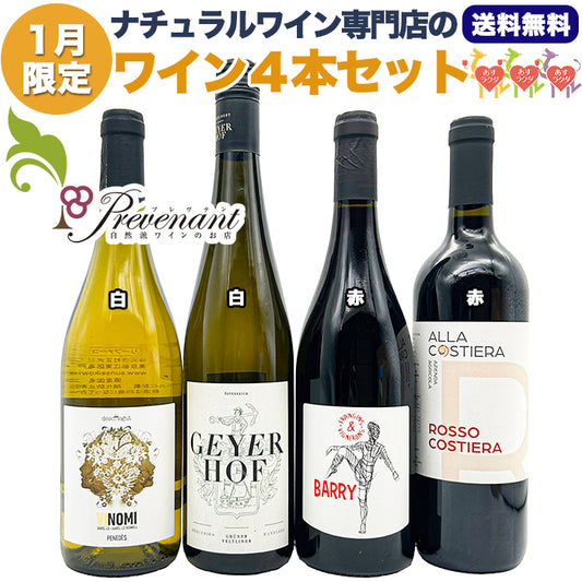 ナチュラルワイン 【 月替わり 1月限定 4本 】(750ml×4) 泡 白 赤 自然派ワイン 無農薬 オーガニック オーガニックワイン 酸化防止剤 不使用 無添加 ワイン 白ワイン 赤ワイン 誕生日 ギフト パーティー