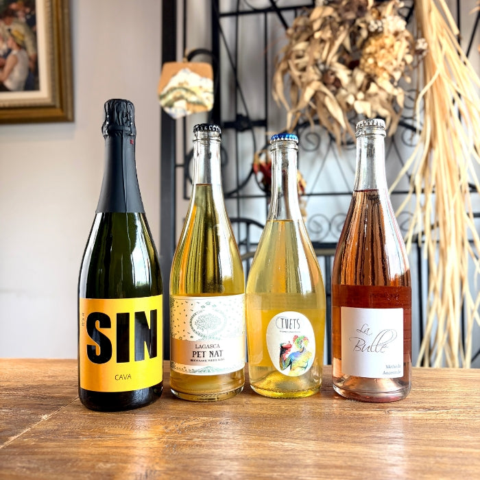 「送料・クール料込」ナチュラルワイン スパークリング ４本セット【 自然派の泡★ 】（750ml×４本）ワインセット 泡 白 ＆ 自然派ワインを楽しむためのオリジナル小冊子