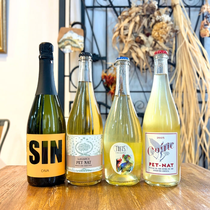 「送料・クール料込」ナチュラルワイン スパークリング ４本セット【 自然派の泡★ 】（750ml×４本）ワインセット 泡 白 ＆ 自然派ワインを楽しむためのオリジナル小冊子