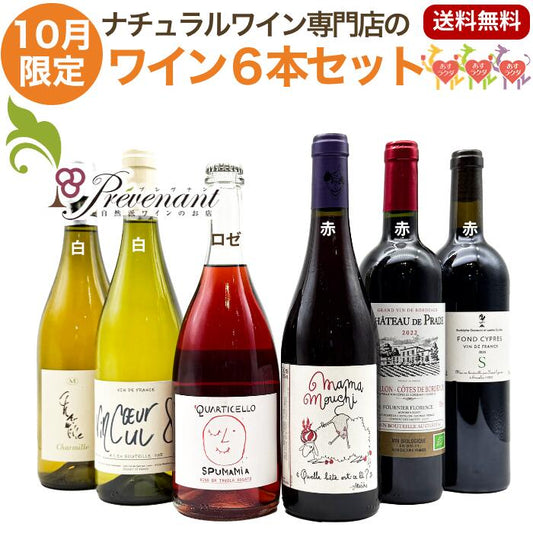 ナチュラルワイン【 月替わり １０月 限定 ６本 セット】（750ml×6）ロゼ 白 赤 ナチュールワイン 自然派ワイン 無農薬 オーガニック オーガニックワイン ワイン 白ワイン 赤ワイン ナチュラルワイン セット