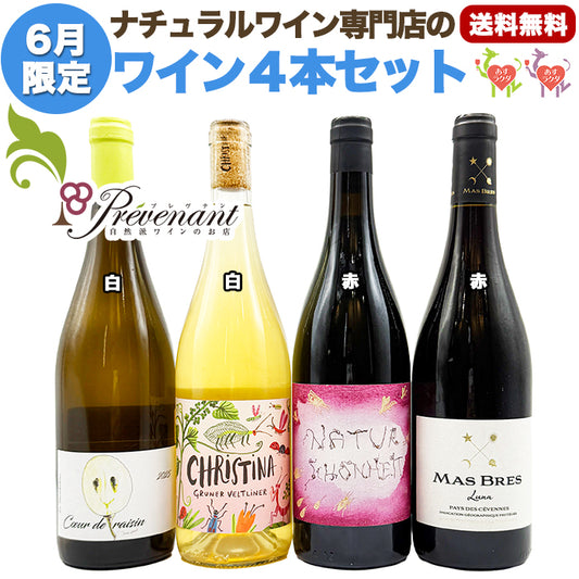 ナチュラルワイン 【 月替わり 6月限定 4本 セット】（750ml×4） 白 赤 自然派ワイン ナチュールワイン 無農薬 オーガニック オーガニックワイン 無添加 ワイン 白ワイン 赤ワイン 誕生日 ギフト