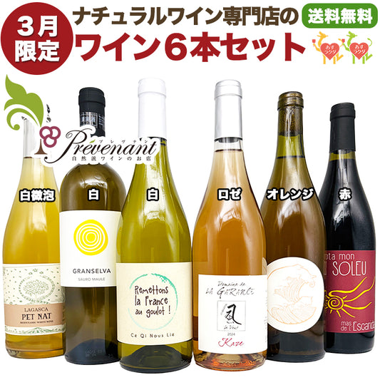 ナチュラルワイン 【 月替わり 3月限定 6本 セット 】（750ml×6）泡 白 ロゼ オレンジ 赤 自然派ワイン 無農薬 オーガニック オーガニックワイン 酸化防止剤 不使用 無添加 ワイン 白ワイン 赤ワイン