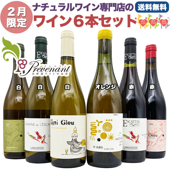 ナチュラルワイン 【 月替わり 2月限定 6本 セット 】（750ml×6） 白 オレンジ 赤 自然派ワイン 無農薬 オーガニック オーガニックワイン 酸化防止剤 不使用 無添加 ワイン 白ワイン 赤ワイン