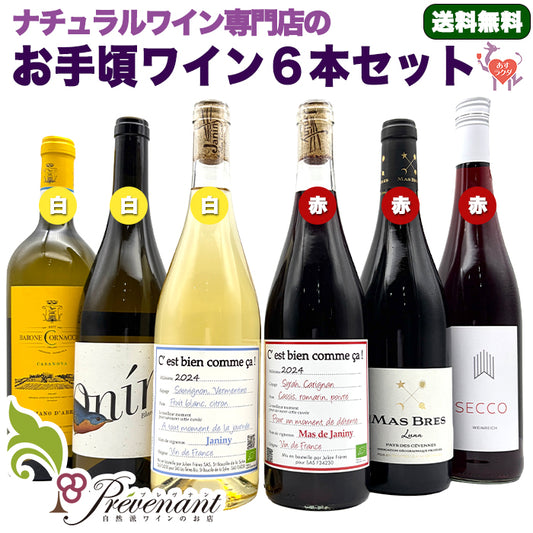 「送料・クール料込」ナチュラルワイン 【 お手頃価格 ワイン ６本 セット 】デイリーワイン 赤微泡 赤 白 ワインセット ナチュールワイン ＆ 自然派ワイン を楽しむための プレヴナン オリジナル小冊子