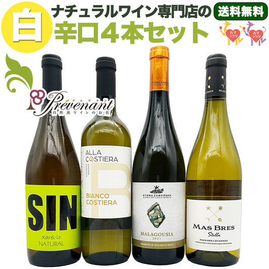ナチュラルワイン【 白ワイン ４本 セット 】（750ml×4） ワインセット 白 ワイン  ＆ 自然派ワイン を楽しむための プレヴナン オリジナル小冊子 ギフト 期間限定 ホームパーティ